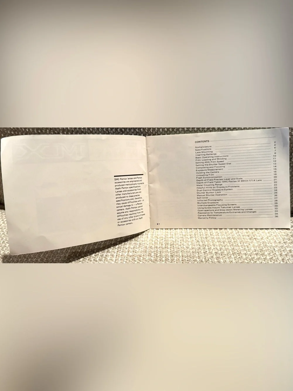 Asahi Pentax MX Instructions Manual
